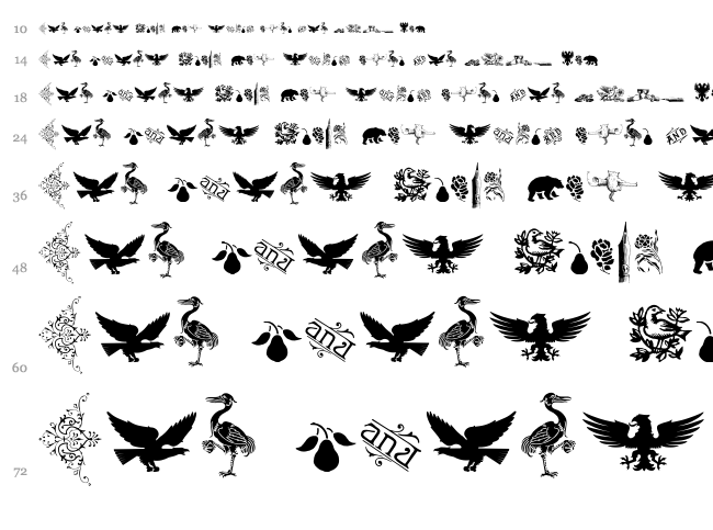 Cornucopia of Dingbats Three font waterfall